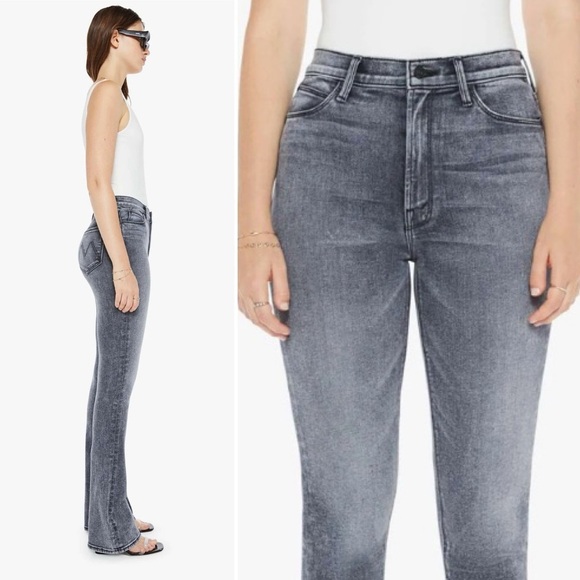Mother High Waisted Runaway Bootcut Jeans Train Stops Black Mineral Denim USA 32 - Picture 2 of 14
